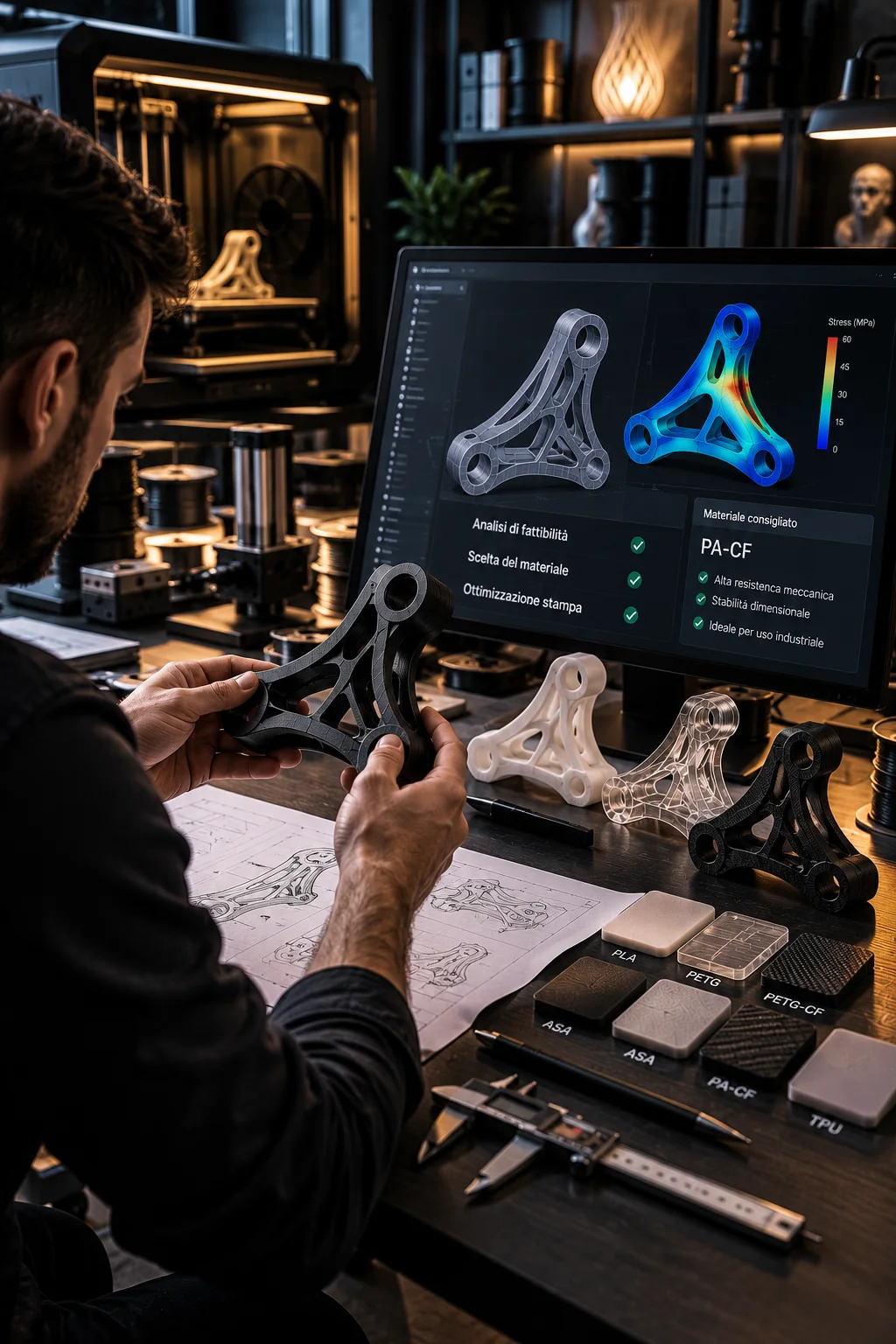 Consulenza tecnica: analisi di un componente al computer con simulazione delle sollecitazioni